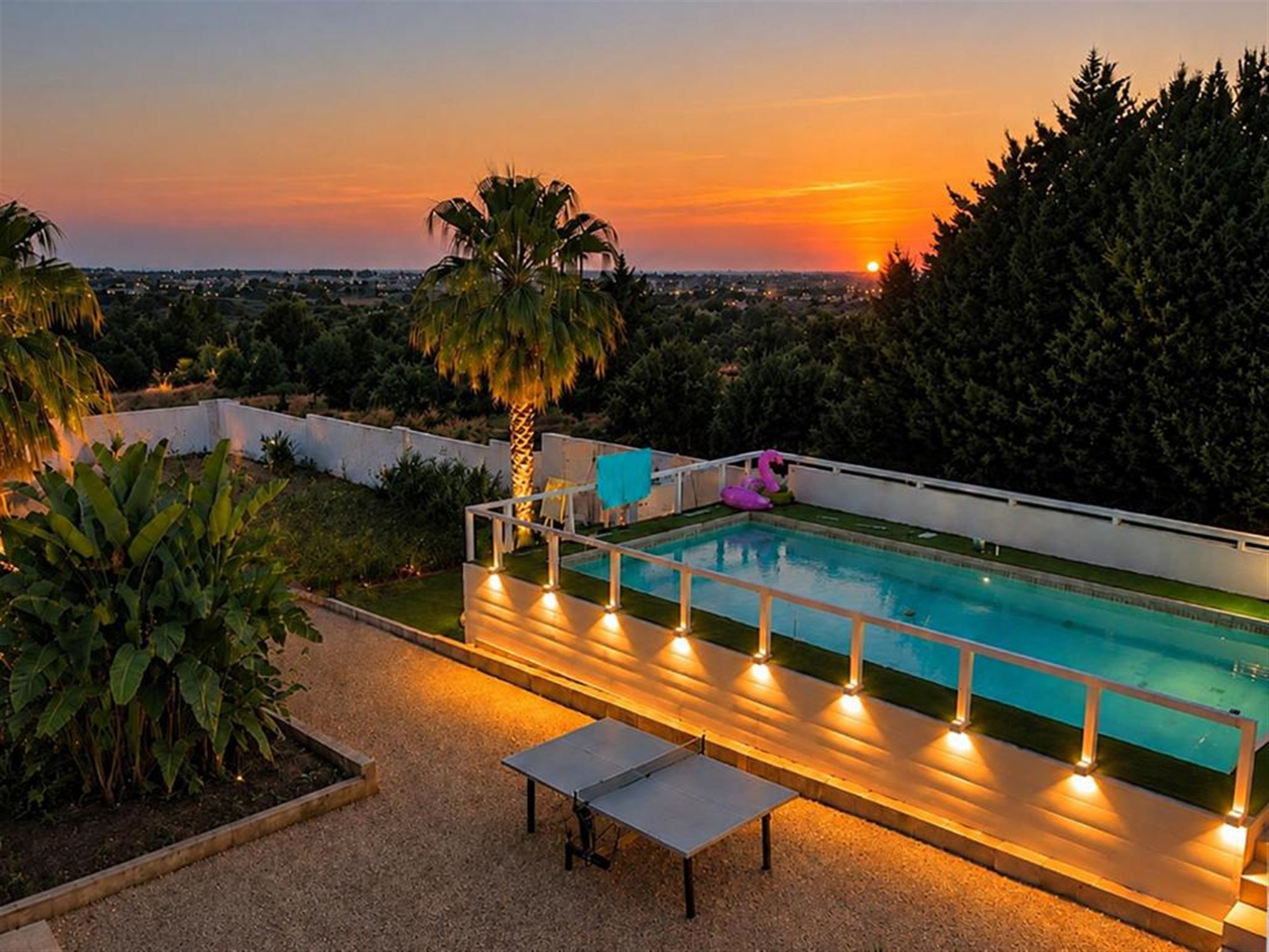 Esterno piscina tramonto